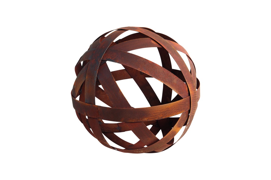 Zoom sur la boule déco acier corten
