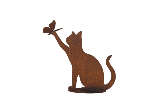 Déco Jardin Chat Joueur Métal Rouillé H.50 cm