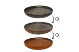 Evolution de l'aspect rouillé du bol à feu en acier corten