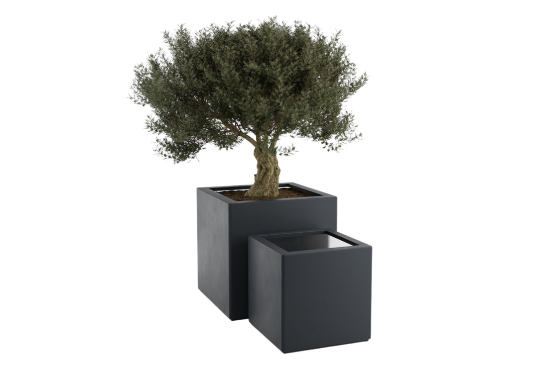 Bac à fleurs carré Eos gris anthracite