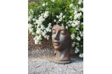 Statue visage féminin en demi rouille 115 cm.