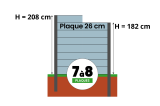 Poteau universel de 280 cm de haut avec plaques béton de 26 cm de hauteur