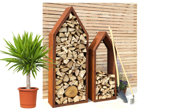 Range Bûches Design aspect Corten - H.149 ou H.195 cm