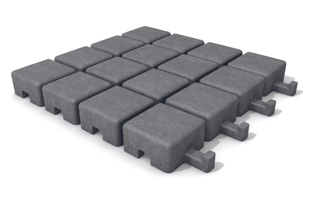 Dalle grise 16 pavés plastique recyclé 50 x 50 cm