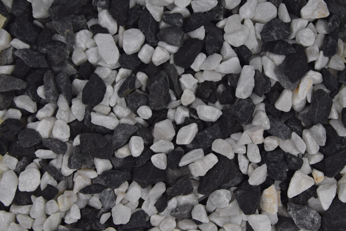 Graviers en mélange Blanc marbre et Noir calcaire
