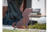 Déco Jardin Chiot avec laisse en Métal H.50 cm