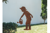 Sculpture métal rouille, prête à poser au jardin.