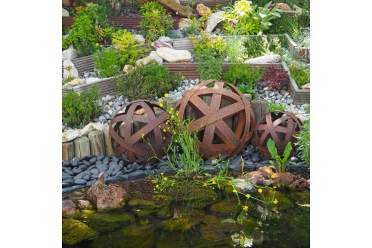 Boule déco métal rouillé 3 diamètres