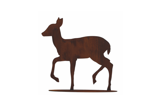 Statue Biche en métal rouillé H.93 cm : déco jardin