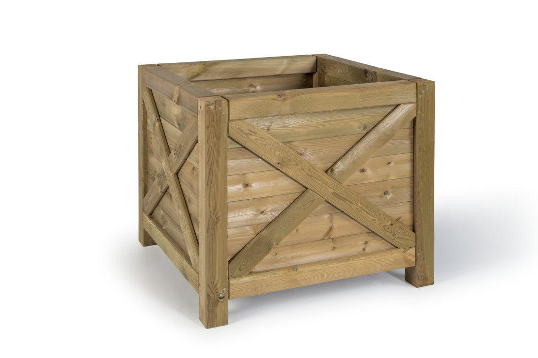 Bac à Fleurs Carré en Bois Populus