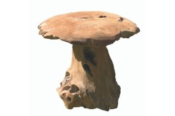 champignon sculpté en teck zoom