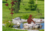 Sculpture de jardin métal rouille avec son socle