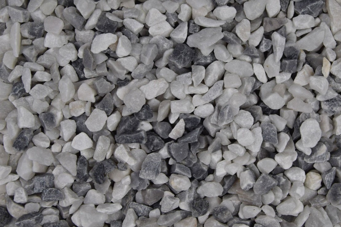 gravillons mélange marbre bleu et blanc