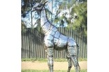 Statue girafe en métal recyclé
