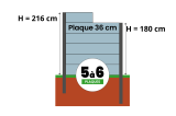 Poteau universel de 280 cm de haut avec plaques béton de 36 cm de hauteur