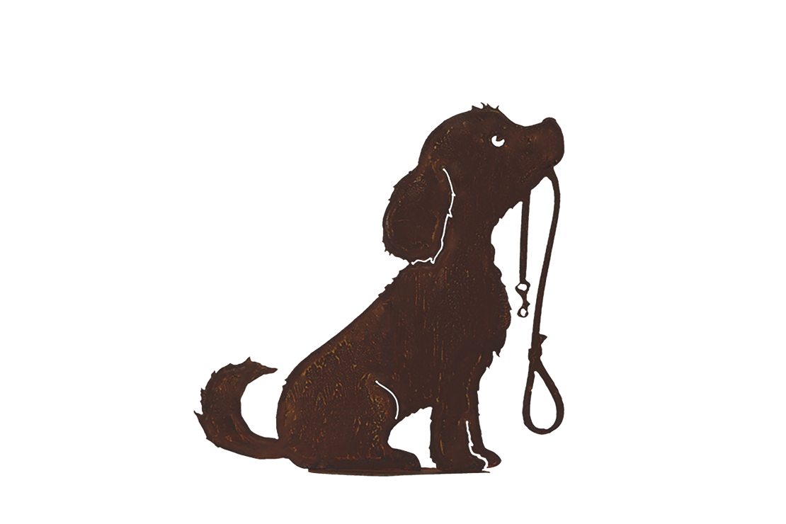 Déco Jardin Chiot avec laisse en Métal H.50 cm