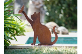 Déco Jardin Chat Joueur Métal Rouillé H.50 cm