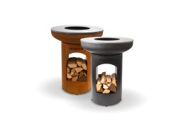 Brasero Acier avec range bûches