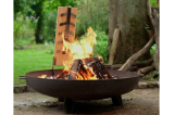 Feu de bois dans brasero à poser.