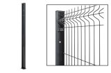 Poteau acier anthracite et grillage rigide avec fixation