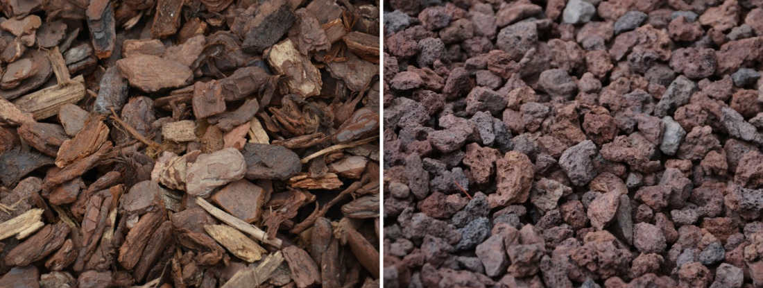 Écorce de pin et pouzzolane